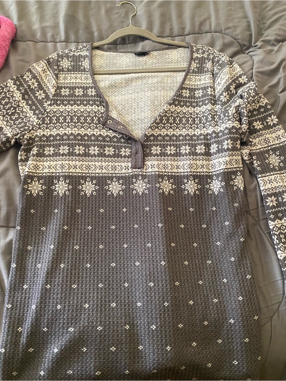 torrid Gray and Cream Fair Isle Waffle-Knit V-Neck Sweater